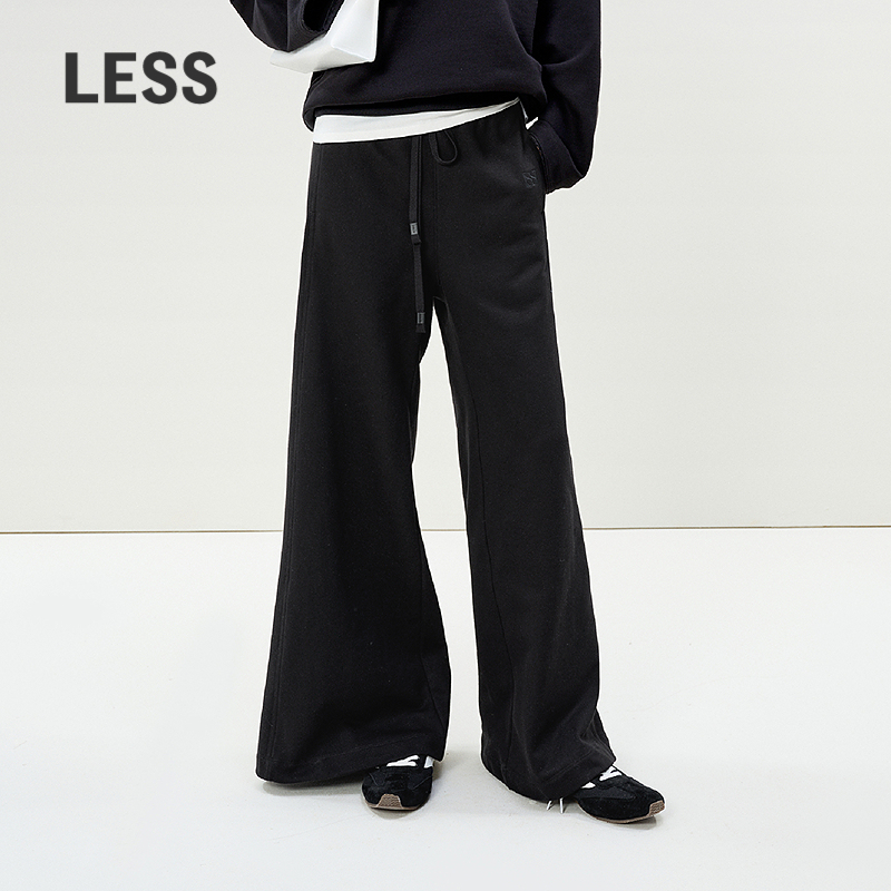 LESS新款全棉微喇抽绳长款休闲裤