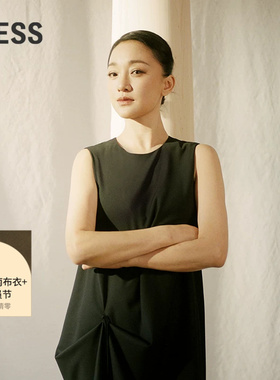【周迅同款】LESS秋气质含绵羊毛不规则裙摆无袖连衣裙2P7G18300