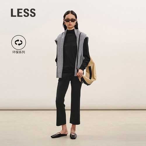 LESS环保醋酸直筒九分裤