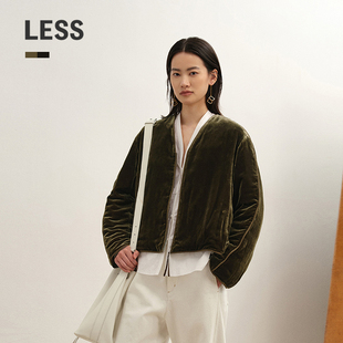丝绒老钱风轻薄短款 LESS2025冬新款 羽绒服2P0C16610 商场同款