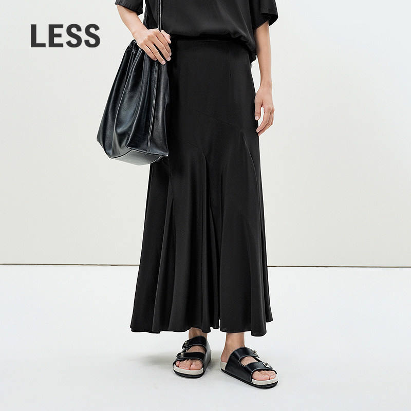 【精工系列】LESS夏季6A桑蚕真丝黑色气质鱼尾半身裙女2P5D13300,女装/女士精品,半身裙,淘宝优惠券,粉丝福利购,淘宝优惠卷