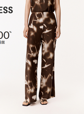 【0压系列】LESS弥散印花设计感桑蚕真丝喇叭型休闲长裤2O5E13410