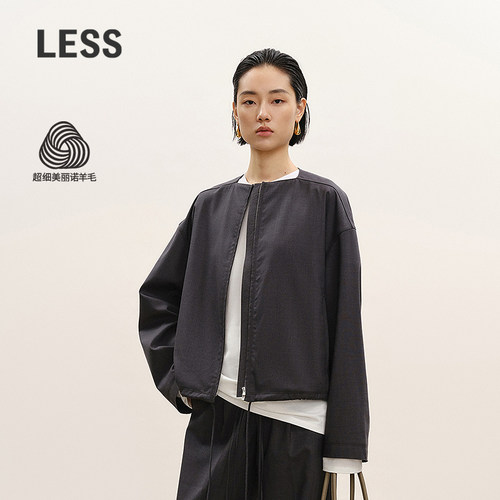 LESS休闲无领拉链夹克外套