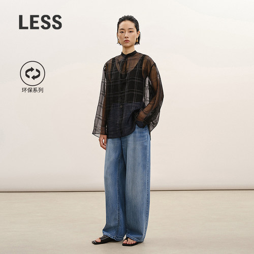 LESS直筒复古水洗牛仔裤