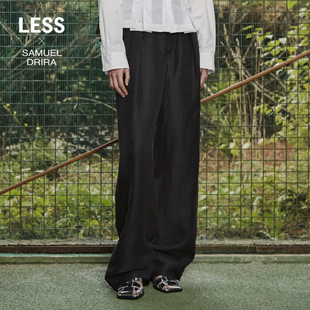 LESS春秋亚麻裤 2N7E13340 子女休闲简约宽松直筒裤