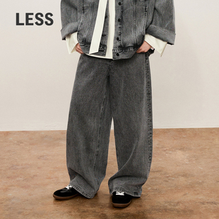 LESS春秋自然慵懒长裤 2O8E13080 女复古做旧休闲宽松阔腿牛仔长裤