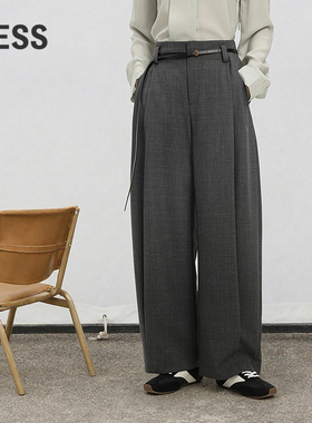 LESS春休闲垂坠感慵懒通勤阔腿裤通勤时尚西装长裤女2P2E20640