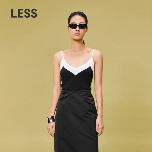LESS夏季撞色针织吊带女休闲简约修身弹力内搭背心2O4313710