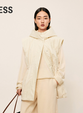 LESS秋冬白鸭绒马甲女休闲简约宽松连帽轻薄羽绒服2N9C14220