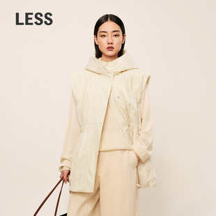 LESS秋冬白鸭绒马甲女休闲简约宽松连帽轻薄羽绒服2N9C14220