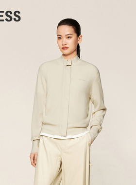 LESS含山羊绒针织开衫女春秋精纺半高领短款夹克式外套2X8310010