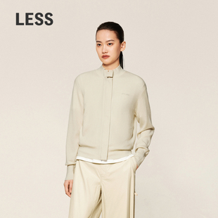 外套2X8310010 夹克式 LESS含山羊绒针织开衫 女春秋精纺半高领短款