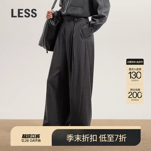 绵羊毛休闲通勤阔腿长裤 LESS2025冬新款 女2PAE1503H 商场同款