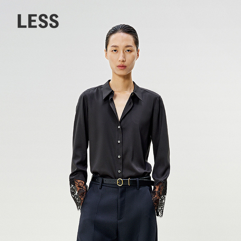 【精工系列】LESS春蕾丝拼接衬衫女通勤气质桑蚕丝上衣2P121