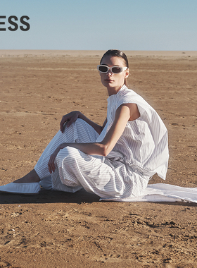 LESS夏造型感优雅时尚衬衣气质宽松不规则领无袖衬衫女2P4213160