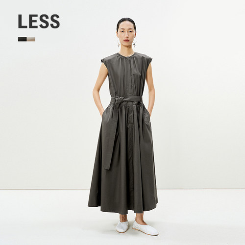 LESS通勤全棉无袖A字连衣裙