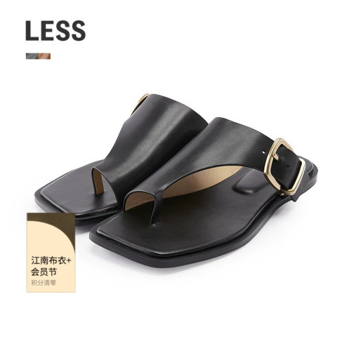 LESS复古夹趾牛皮革凉鞋