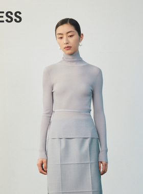 LESS高领打底针织衫女系带设计感薄款休闲修身内搭上衣2O1310760