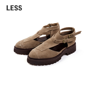 子女3N8M11940 镂空通勤美拉德卡其色鞋 LESS设计感复古女式 便鞋