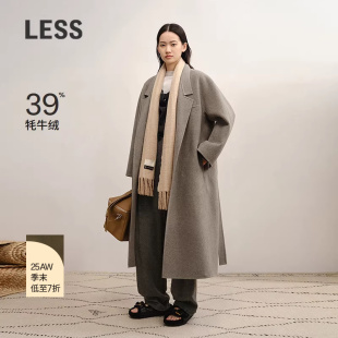 LESS2025冬新双面呢大衣含牦牛绒2PA814630 0压系列 商场同款
