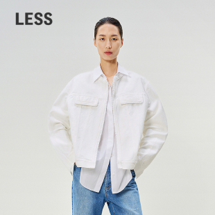 重工小香风毛边短款 LESS春季 牛仔夹克女2P1610110 精工系列