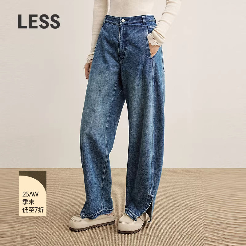 【商场同款】LESS2025年冬新款全棉香蕉裤女复古牛仔裤2P0E15570,女装/女士精品,牛仔裤,淘宝优惠券,粉丝福利购,淘宝优惠卷