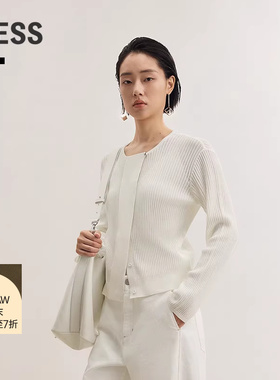 【商场同款】LESS2025年秋新款通勤圆领纯色开衫针织衫2P831852H
