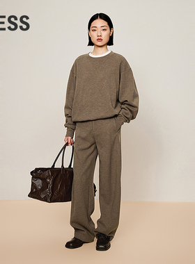 【0压系列】LESS冬时尚舒适直筒长款女通勤休闲针织裤子2OAE10910