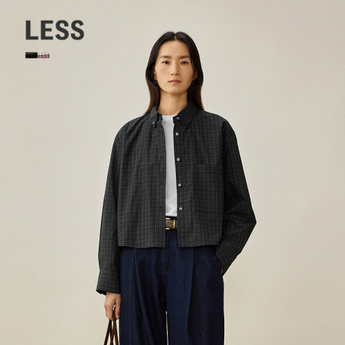 LESS通勤格纹全棉衬衫
