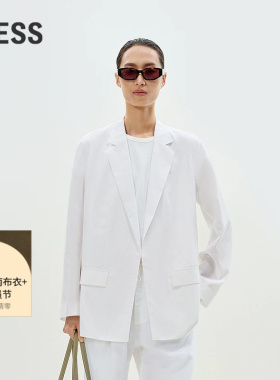 LESS白色西装女智性通勤感简约无扣直筒宽松薄西服外套2P4711460