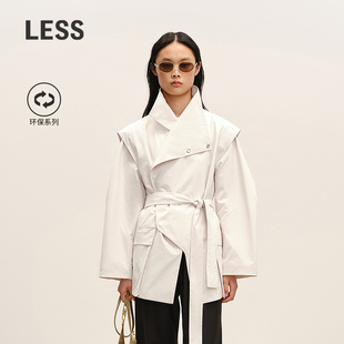 【商场同款】LESS2026春新款工装假两件不对称系带风衣2Q2916360