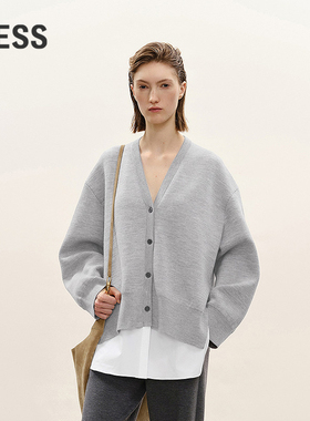 【商场同款】LESS2026春新假两件巴素兰羊毛开襟针织衫2Q1315980