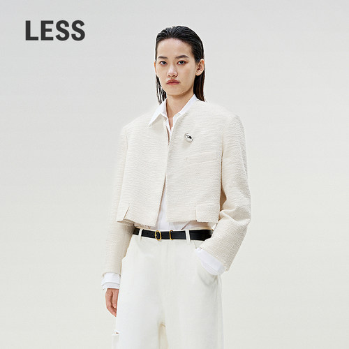 LESS小香风短款夹克外套含胸针
