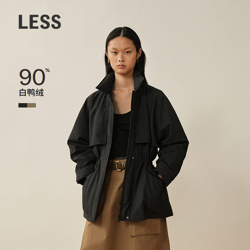 【商场同款】LESS2026年冬新款翻领宽松中长款羽绒服2QAC13980