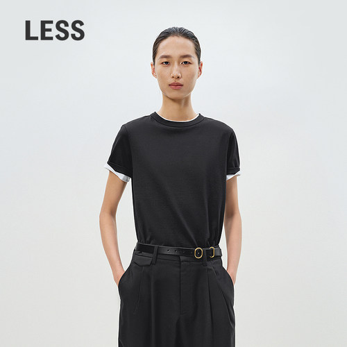 LESS短袖宽松全棉圆领T恤女纯色