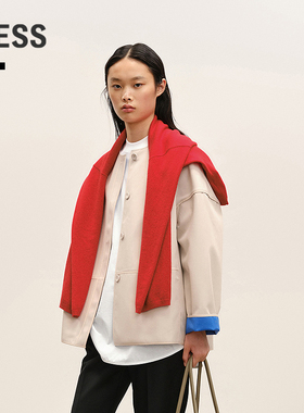 【商场同款】LESS2026年春新款无领宽松直筒长袖夹克2Q2613790