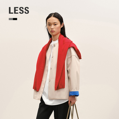 【商场同款】LESS2026年春新款无领宽松直筒长袖夹克2Q2613790