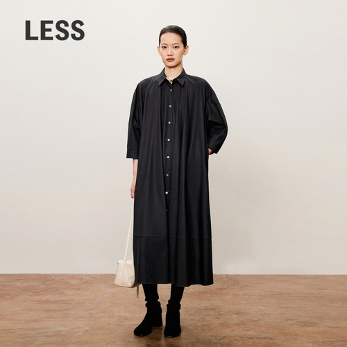 LESS通勤全棉翻领衬衫连衣裙