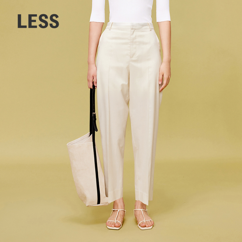 LESS春夏休闲简约绵羊毛直筒西装裤女通勤休闲九分裤2O5E14310
