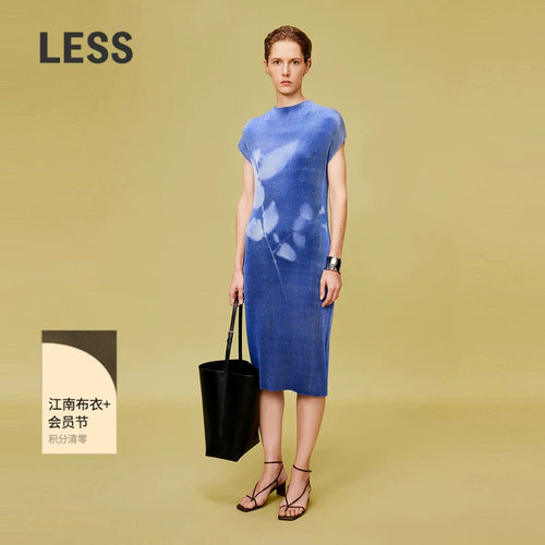 【精工系列】LESS夏季气质设计感印花压褶无袖连衣裙2O5G11480