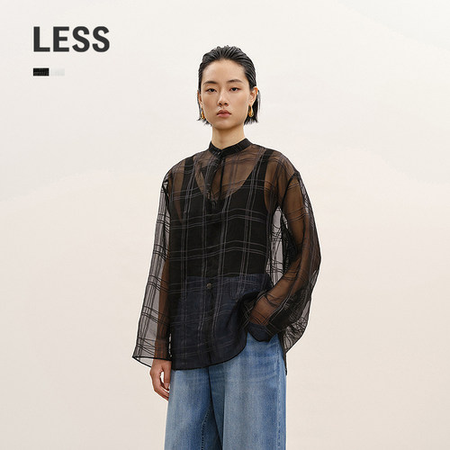 LESS格纹罩衫轻薄衬衫