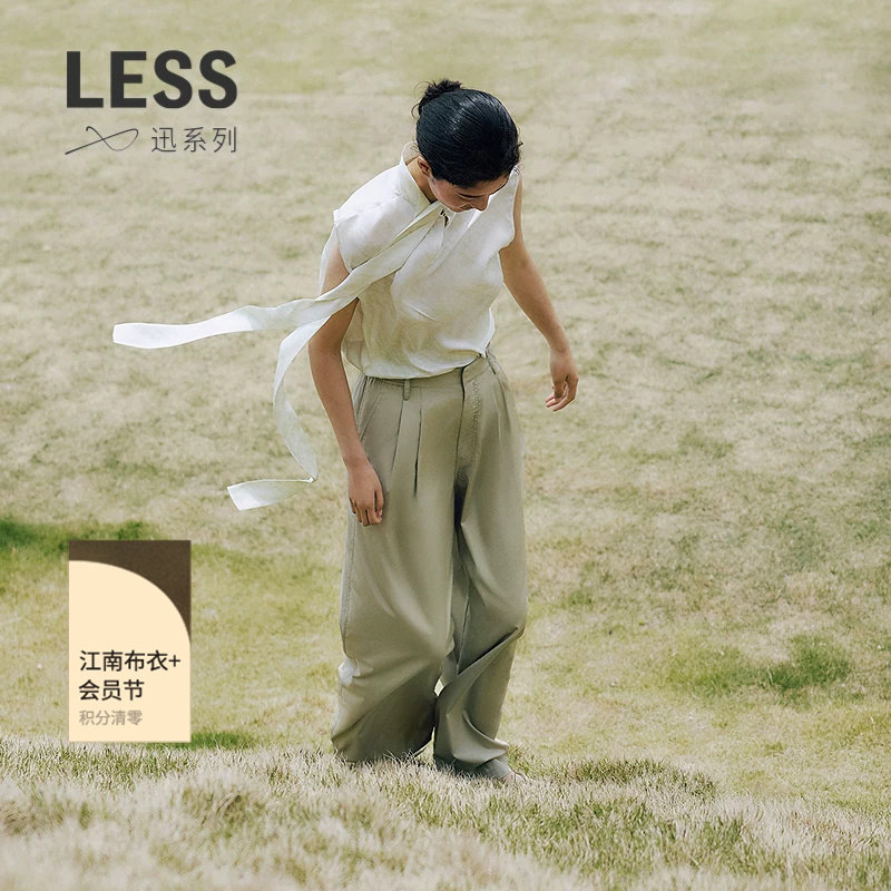 【迅系列】LESS夏工装棉质阔腿宽松简约舒适休闲裤子女2P5E11020