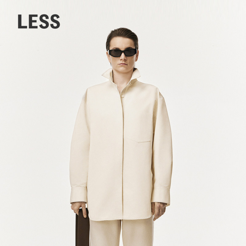 LESS春高密涤纶通勤宽松白色衬衫夹克质感精工外套女2O2211