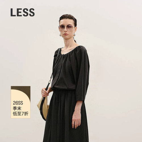 LESS抽褶连身袖通勤衬衫