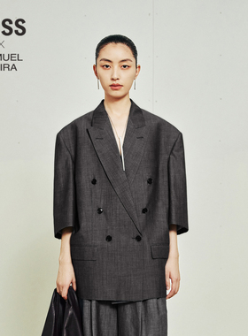 【LESSxSamuel】羊毛精纺中袖西装女复古宽松休闲外套2O7710060