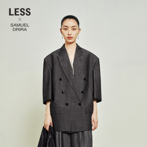 【LESSxSamuel】羊毛精纺中袖西装女复古宽松休闲外套2O7710060