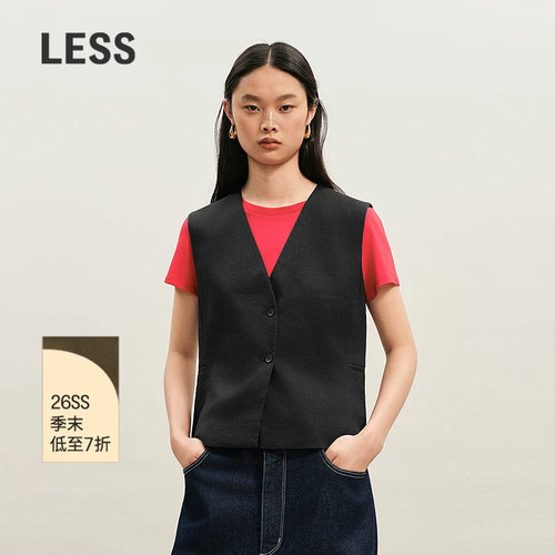 LESS修身V领无袖西装马甲