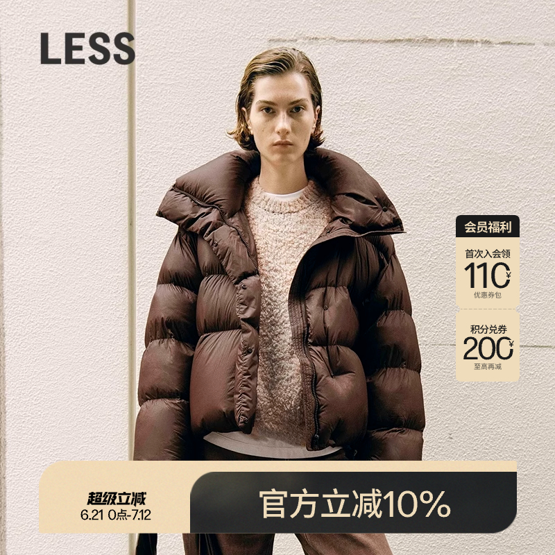 LESS95白鹅绒宽松连帽短款羽绒服