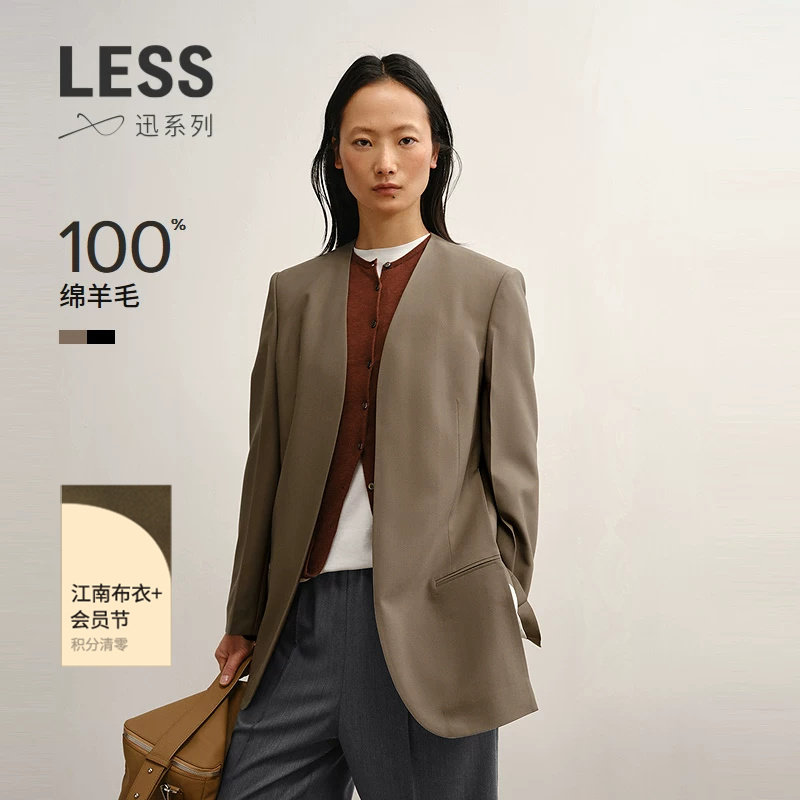 【XUN系列】LESS秋高智感无领职场全羊毛修身西装外套2P87