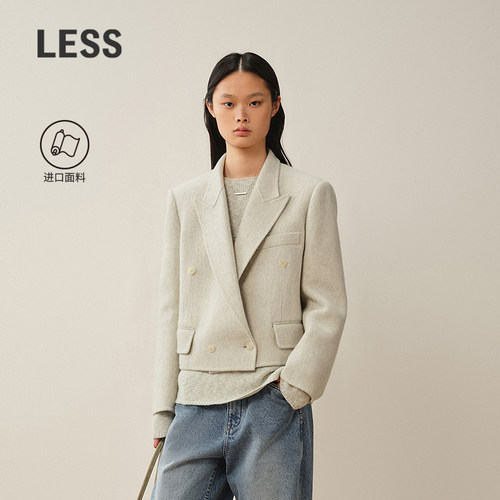 LESS戗驳领短款毛呢西服